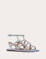 ROCKSTUD FLAT CALFSKIN SANDAL WITH STRAPS